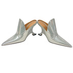 Bottega Veneta Rocket Wedge Heels Laminate Leather Patent Mules Silver — view 4