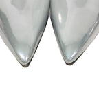 Bottega Veneta Rocket Wedge Heels Laminate Leather Patent Mules Silver — view 3