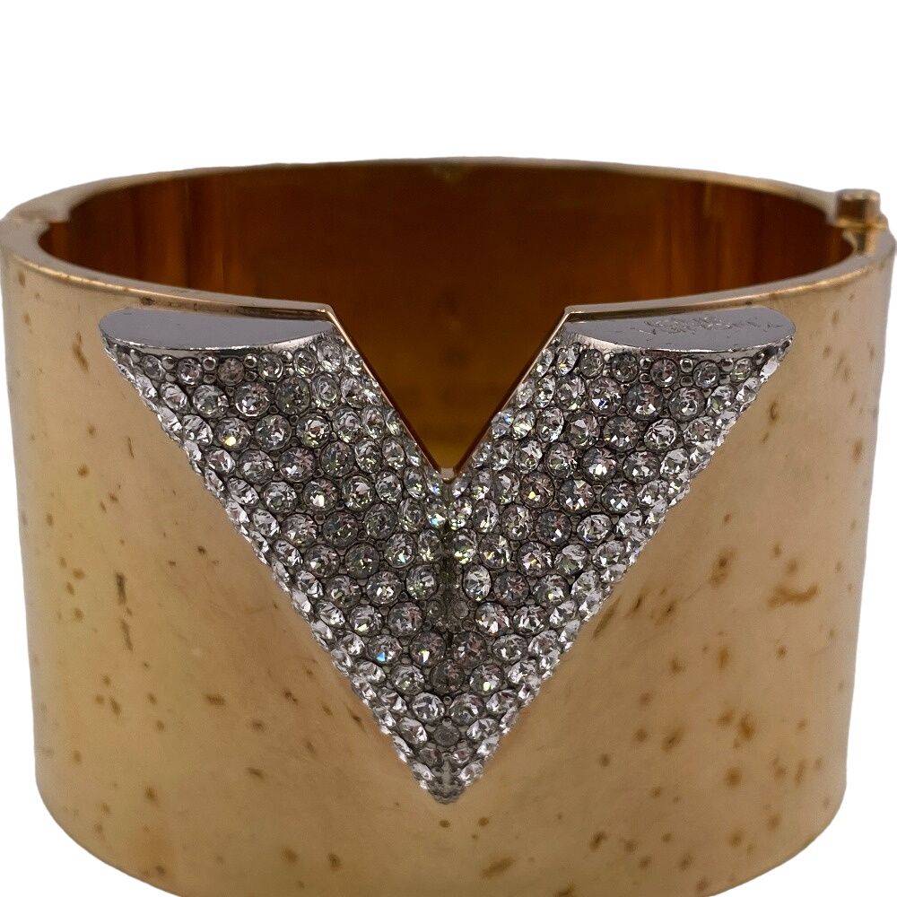 Louis Vuitton Essential Rhinestone Bangle Gold Bracelet — view 5