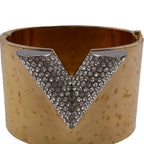 Louis Vuitton Essential Rhinestone Bangle Gold Bracelet — view 5