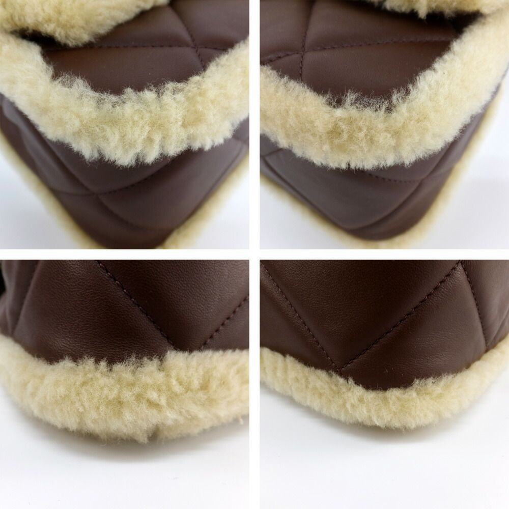 Chanel Ten Deca Quilted Shearling Lambskin CC Logo 2-Way Gold Brown Shoulder — view 5