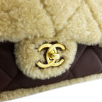 Chanel Ten Deca Quilted Shearling Lambskin CC Logo 2-Way Gold Brown Shoulder — view 6