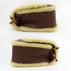 Chanel Ten Deca Quilted Shearling Lambskin CC Logo 2-Way Gold Brown Shoulder — view 4