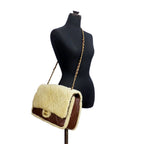 Chanel Ten Deca Quilted Shearling Lambskin CC Logo 2-Way Gold Brown Shoulder — view 9