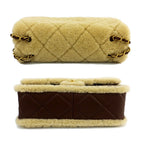 Chanel Ten Deca Quilted Shearling Lambskin CC Logo 2-Way Gold Brown Shoulder — view 3
