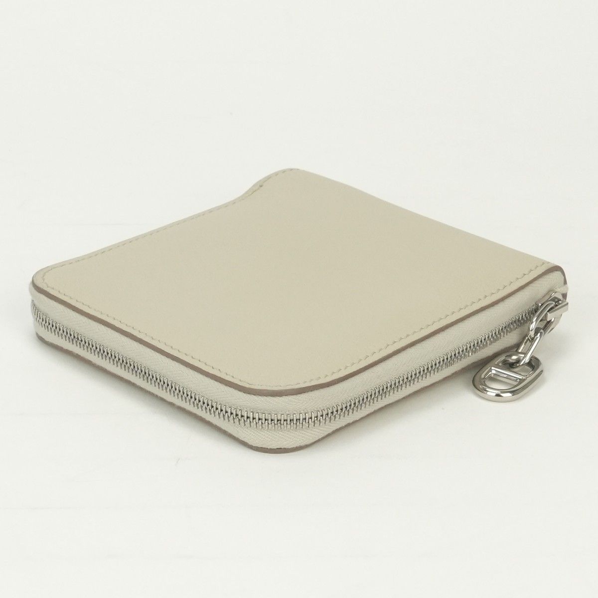 Hermes Zip Wallet Bifold Mini Color Cles Craie White Silver — view 3