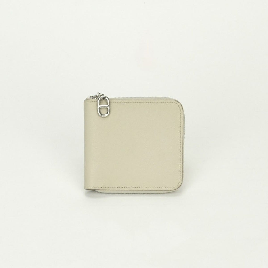 Hermes Zip Wallet Bifold Mini Color Cles Craie White Silver