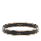 Hermes Enamel PM Cloisonne Bangle Black Silver Plated 1- Bracelet