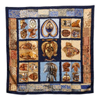 Hermes Carre 90 Persona Scarf Navy Multicolor Silk