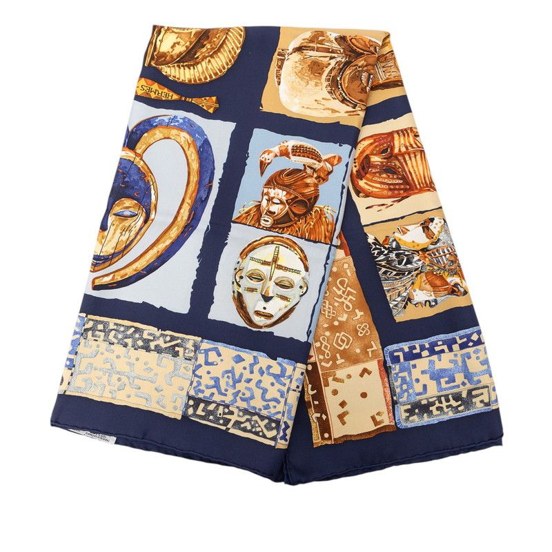 Hermes Carre 90 Persona Scarf Navy Multicolor Silk — view 2