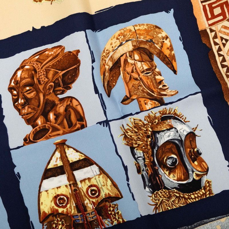 Hermes Carre 90 Persona Scarf Navy Multicolor Silk — view 4