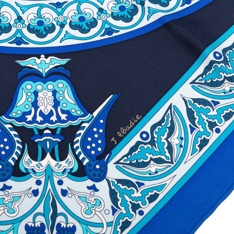 Hermes Carre 90 Ciels Byzantins Byzantine Sky Scarf Blue Silk — view 4