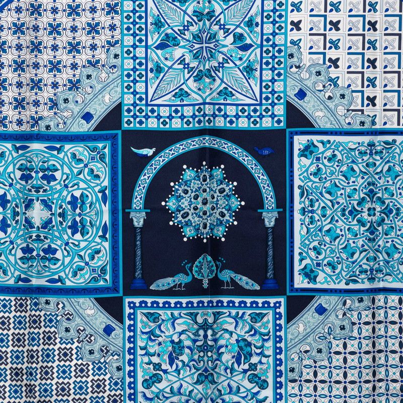 Hermes Carre 90 Ciels Byzantins Byzantine Sky Scarf Blue Silk — view 3
