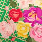 Hermes Carre 90 Roseraie Rose Garden Scarf Green Multicolor Silk — view 4