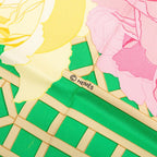 Hermes Carre 90 Roseraie Rose Garden Scarf Green Multicolor Silk — view 9