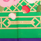 Hermes Carre 90 Roseraie Rose Garden Scarf Green Multicolor Silk — view 6