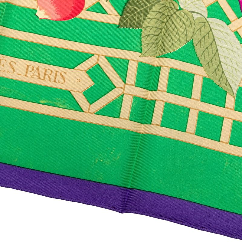 Hermes Carre 90 Roseraie Rose Garden Scarf Green Multicolor Silk — view 7