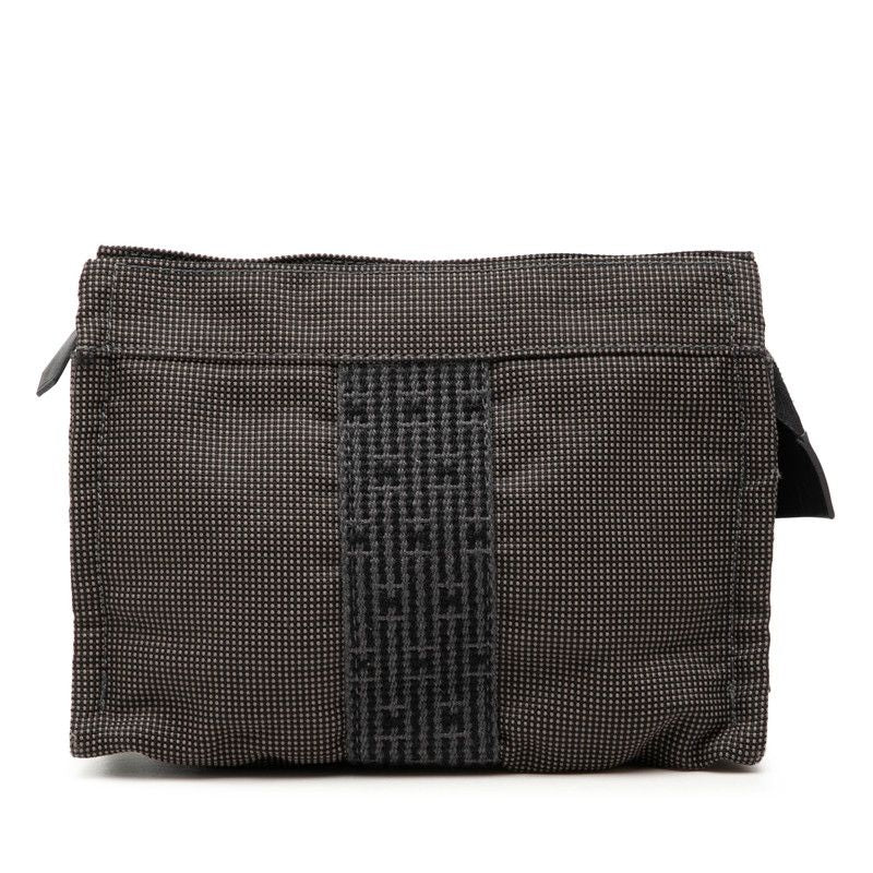Hermes Her Line Pouch PM Gray Polyester Polyamide