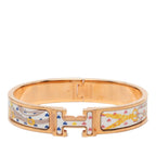 Hermes Click GM Brid Gala Love Enamel Bracelet Bangle Gold Plated