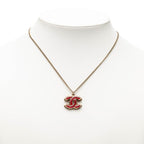 Chanel Vintage CC Logo Necklace Gold Red Plated — view 6