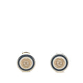 Chanel CC Logo Earrings Gold Navy White Plated Plastic