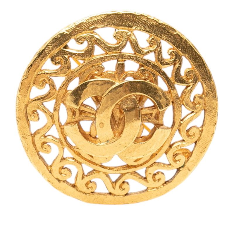 Chanel Vintage CC Logo Brooch Gold Plated
