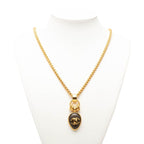 Chanel Vintage CC Logo Necklace Gold Brown Plated — view 6