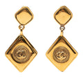 Chanel Vintage CC Logo Diamond Earrings Gold Plated