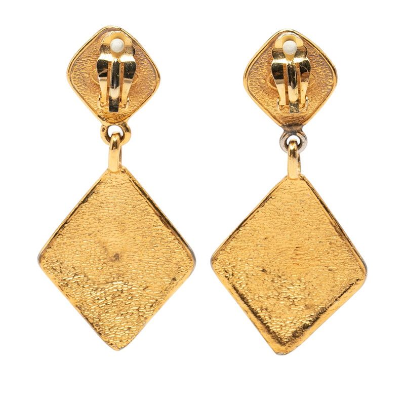 Chanel Vintage CC Logo Diamond Earrings Gold Plated — view 2
