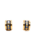 Hermes Enamel Cloisonne Chain Motif Earrings Gold Navy Plated