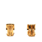 Hermes Enamel Cloisonne Chain Motif Earrings Gold Navy Plated — view 2