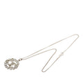 Chanel CC Logo Necklace Silver Metal Rhinestone