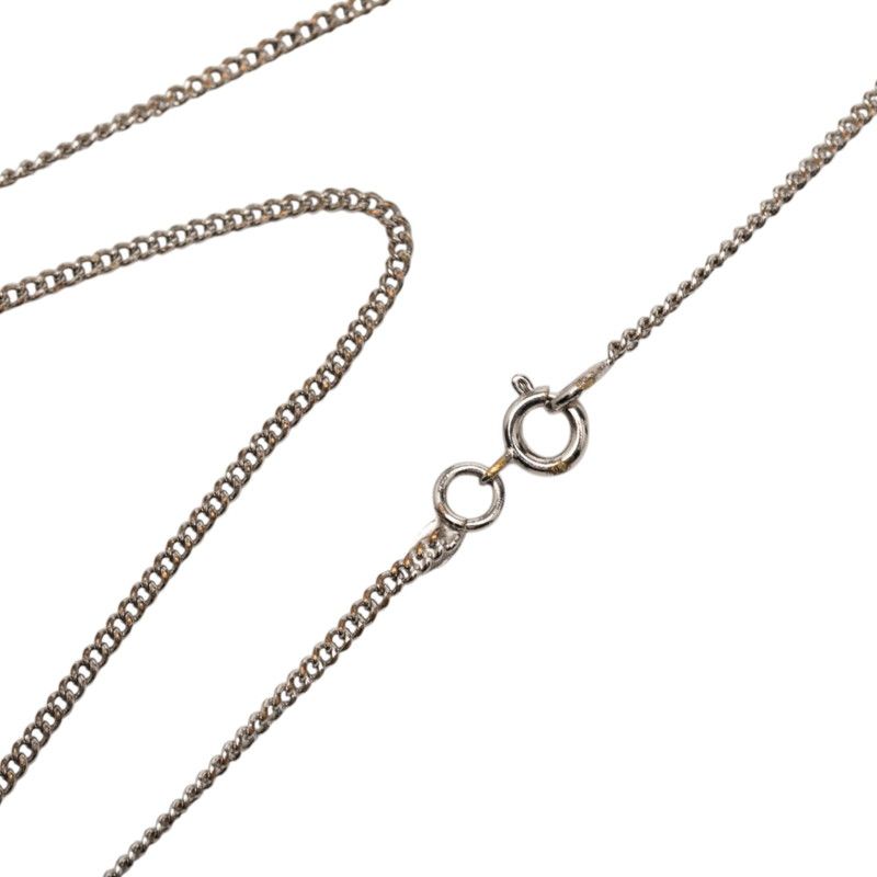 Chanel CC Logo Necklace Silver Metal Rhinestone — view 4