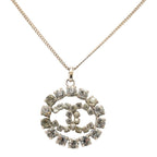 Chanel CC Logo Necklace Silver Metal Rhinestone — view 2