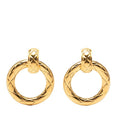 Chanel Vintage Quilted Hoop Earrings Gold Plated
