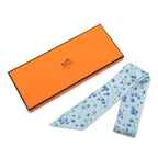 Hermes Red Berries Berry Scarf Blue Silk — view 5