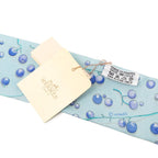 Hermes Red Berries Berry Scarf Blue Silk — view 3