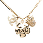 Chanel CC Logo Flower Motif Chain Pendant 23 Gold Plated Rhinestone — view 2