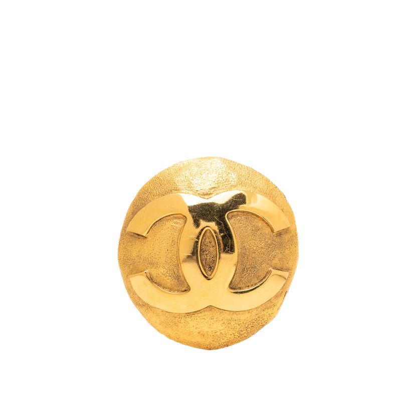 Chanel CC Logo Round Brooch Gold Plated