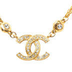Chanel CC Logo Chain Pendant Gold Plated Rhinestone