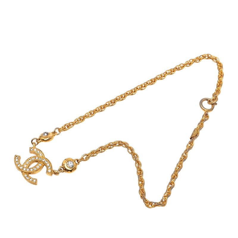 Chanel CC Logo Chain Pendant Gold Plated Rhinestone — view 2