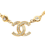 Chanel CC Logo Chain Pendant Gold Plated Rhinestone — view 3