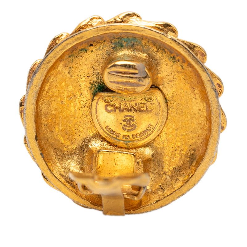 Chanel Mademoiselle Round Earrings Gold Plated — view 3