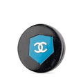 Chanel CC Logo Round Pin Brooch 07 Black Blue Plastic