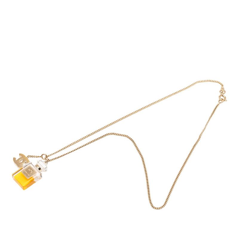 Chanel CC Logo Perfume Bottle Chain Pendant 04 Gold Plastic Plated — view 2
