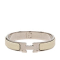 Hermes Click PM Enamel Bracelet Bangle Silver White Metal