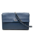 Prada Flap Chain Shoulder Bag Navy Saffiano Leather