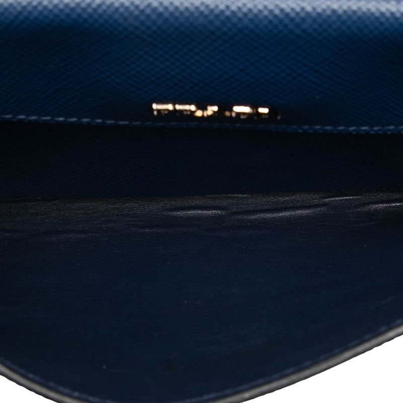 Prada Flap Chain Shoulder Bag Navy Saffiano Leather — view 4