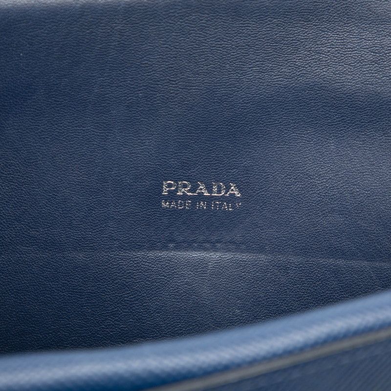 Prada Flap Chain Shoulder Bag Navy Saffiano Leather — view 6