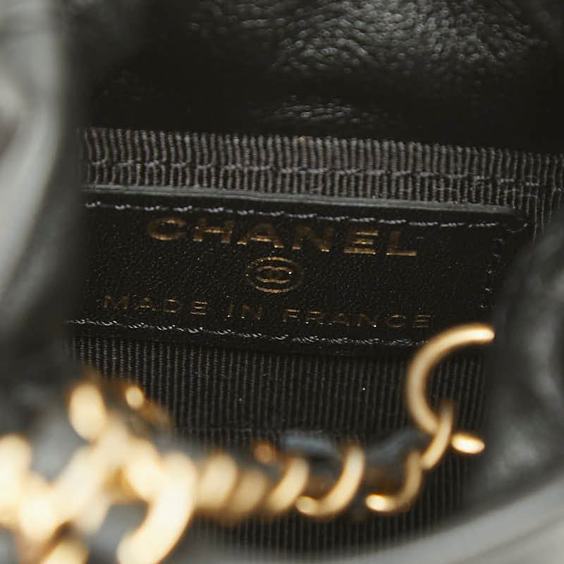 Chanel Quilted CC Logo Mini Drawstring Crossbody Chain Shoulder Bag Black — view 9